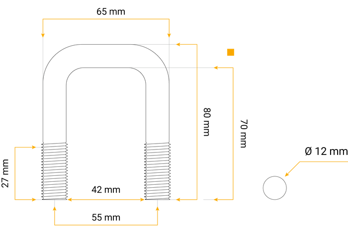 Firkantklemme M12 70/42/70