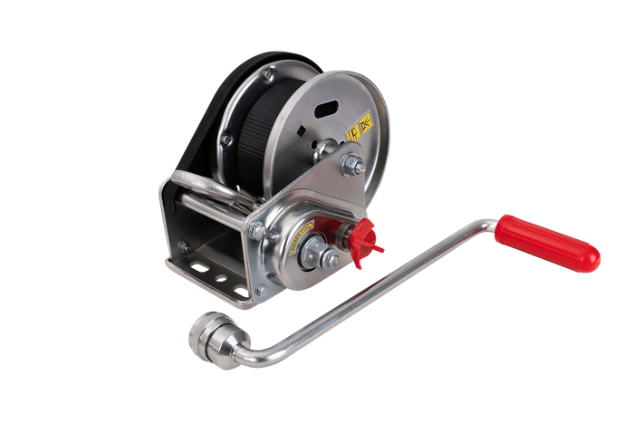 Vinsj, håndvinsj for AL-KO 900kg tilhengerbil med 7m belte, brems og automatisk avvikling