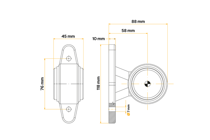 FRISTOM FT-009A LED-markeringslampe, universal, på gummiarm