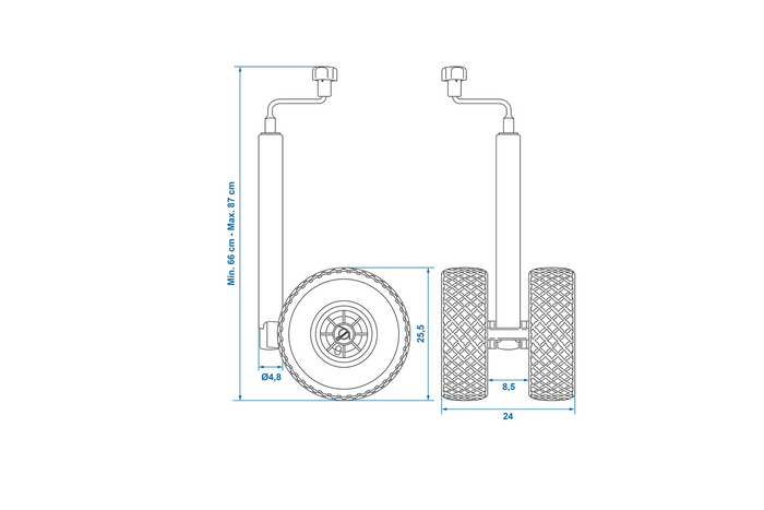 ProPlus 341508 støttehjul pneumatisk hjul 300 kg 48 mm 660-870 mm