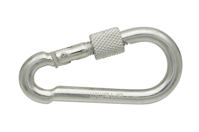 Karabinkrok med sikring for tau DROMET KSZ10100 brannmannskarabinkrok 10x100mm