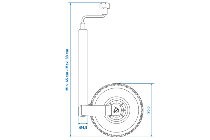 ProPlus 341507 støttehjul 150 kg 48 mm 650–880 mm