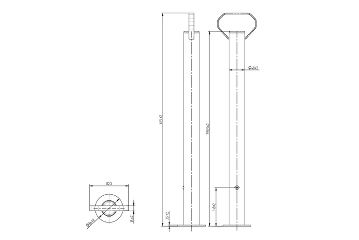 KNOTT KK12581 fast støtte for 150 kg tilhenger 48 mm 600 mm