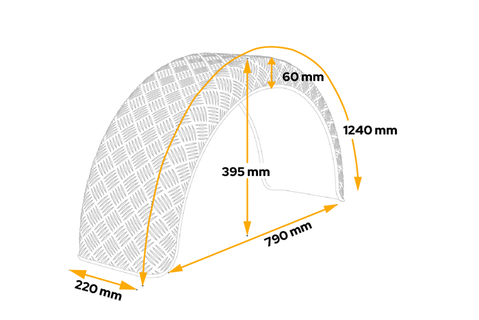Tilhengerskjerm 15-16" DOMAR D29130 hjulbue 790/220mm