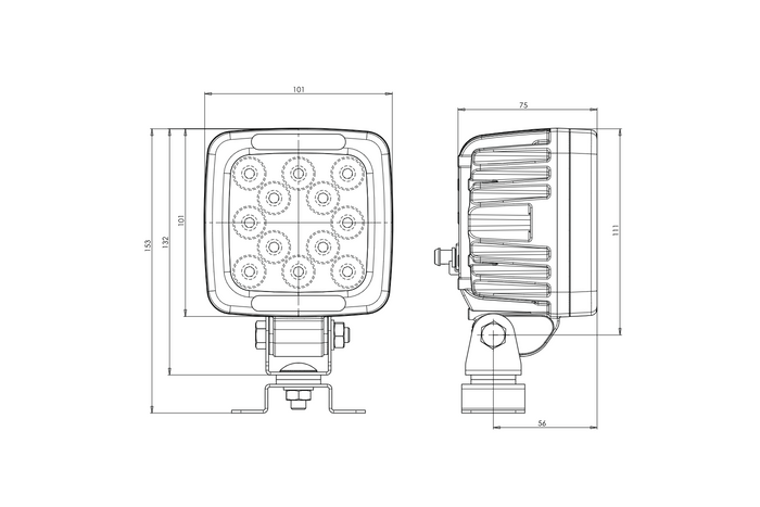 LED-arbeidslampereflektor WAŚ W144/70 1206 12xLED 4000lm