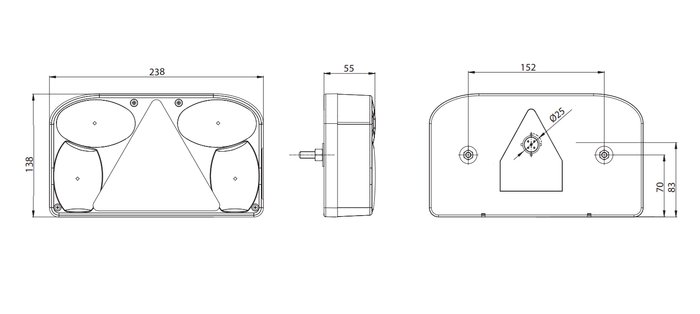 Baklys FRISTOM FT-088 bajonett 6 funksjoner høyre