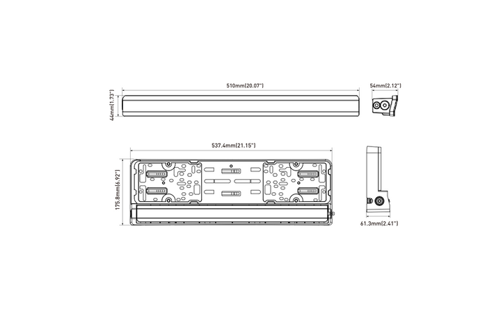 Nummerskiltramme med LED-belysning TT TECHNOLOGY TT.11013 kjørelys og posisjonslys 12/24V