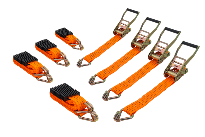 Sett med fire 3-punkts transportbelter med strammer for UNITRAILER-tilhenger 3m/50mm/4t oransje