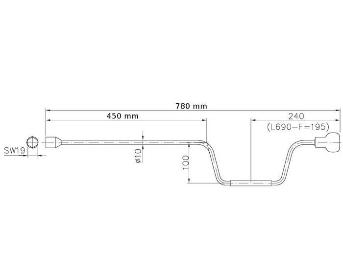 Sveiv for AL-KO 1213048 uttrekkbar støtte for 760 mm 19 mm tilhenger