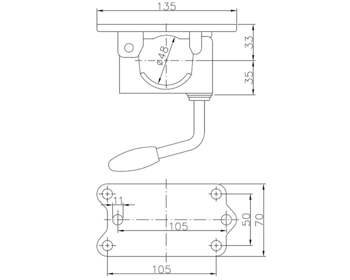 Støttehjulsklemme, støpejernsklemme 48 mm, forsterket Winterhoff