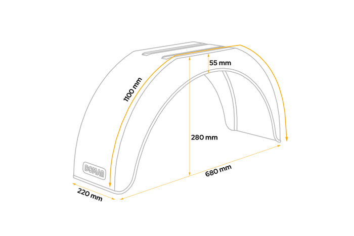 Tilhengerskjerm 14-15" DOMAR D20125 flat hjulbue 680/220mm