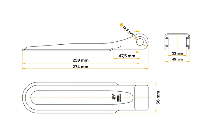 Sidehengsel med håndtak STEELPRESS ZW-01.270A+UZ-01B komplett tilhengersidemontering