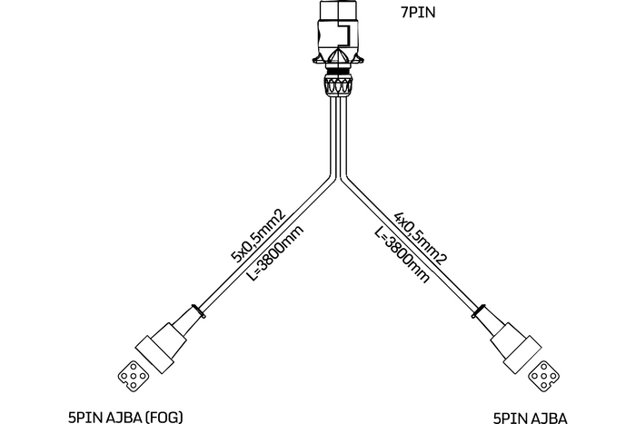 MANTES elektrisk installasjon tilhenger bergingsbil sele 3,8 m 7-PIN PLUG BAJONET 2x 5-PIN.