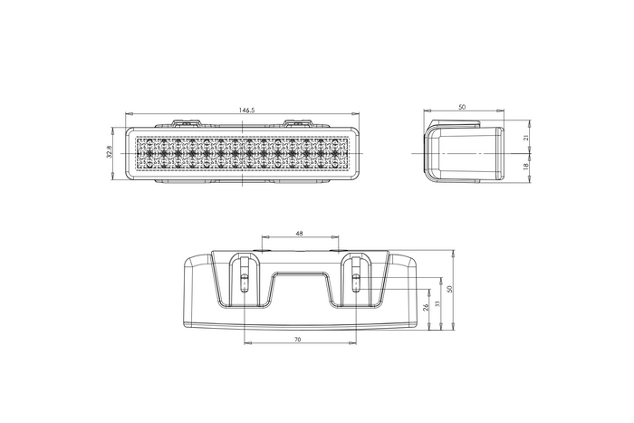 Ryggelys bak WAŚ W101 750 LED universal
