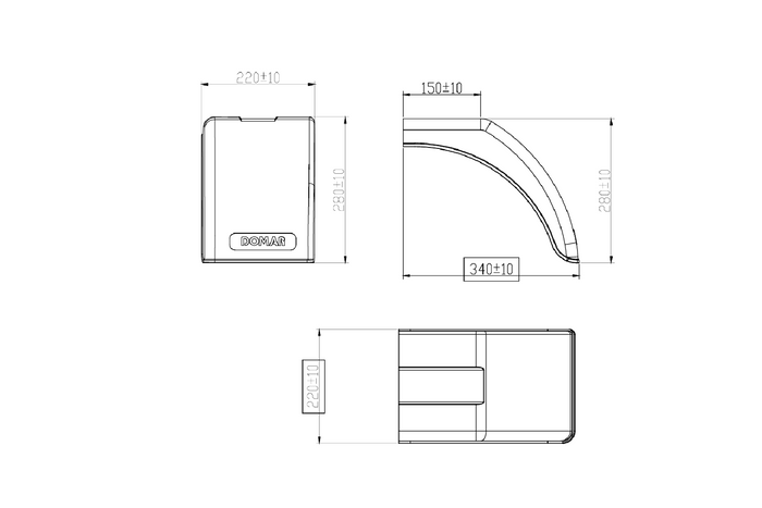 Høyre halvskjerm for tilhenger DOMAR DR1012502 hjulbue 340/220mm