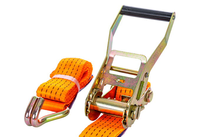 Sett med fire UNITRAILER 2m/50mm/5t oransje transportbelter med strammer