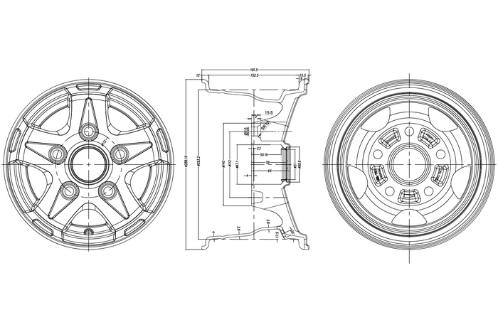 Aluminiumsfelg UNITRAILER tilhenger 6Jx10" 5x112 ET:-4