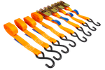 Sett med fire UNITRAILER 4m/25mm/0.68t oransje transportbelter med strammer i koffert