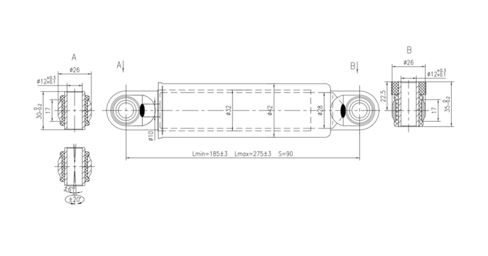 PIVEXIN støtdemper for tilhengeraksler 1500-3000kg for enkelt- og tandemaksler med PULLMAN-fjæring