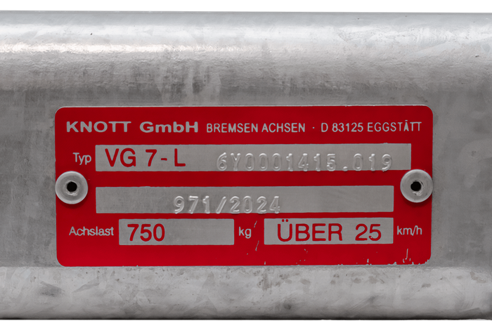 KNOTT VG7-L ubremset aksel for tilhenger 750kg 1260mm 1565mm 4x100