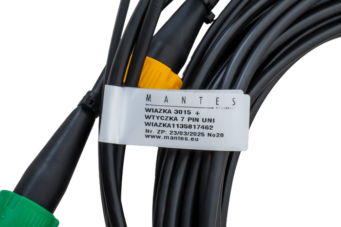 MANTES elektrisk installasjon, tilhengersele, 5m, 7-PIN støpsel, 2x 5-PIN bajonetter