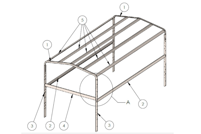 H-1100 ramme for presenningsdeksel til UNITRAILER GARDEN TRAILER 264 og 264/2KIPP tilhenger