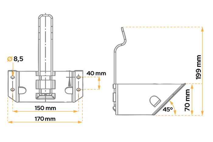 Hjulkloss med monteringsbrakett AL-KO UK36 h:160mm