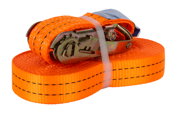 Sett med fire UNITRAILER 12m/35mm/2t oransje transportbelter med strammer