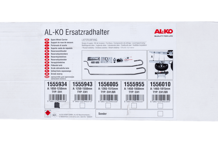 AL-KO reservehjulsholder hjulstøtte for campingvogn 1050-1250mm