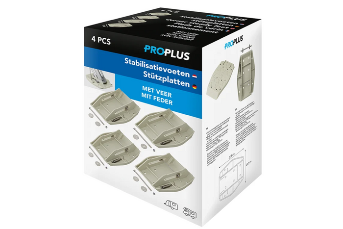 Sett med fire ProPlus 361519 tilhengerstabilisatorstøtteputer med fjær 20,5 x 27,5 cm