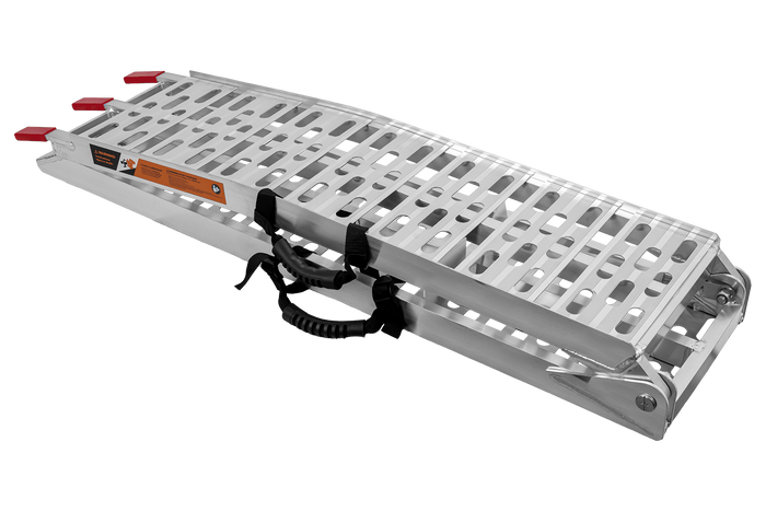 UNITRAILER ALR003 sammenleggbar rampe aluminiumsrampe for tilhenger 221 cm 340 kg med belte og støtte