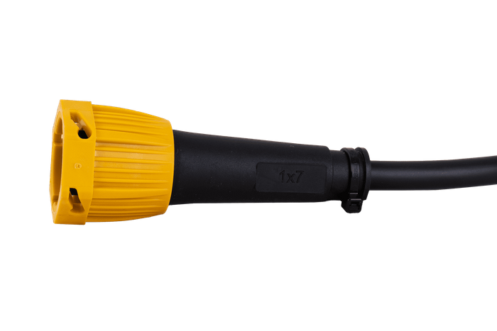 Bajonettplugg 6 PIN venstre FRISTOM for tilhenger, gul med 1 m kabel