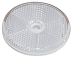 Rund refleks, diameter 60 mm, hvit med hull