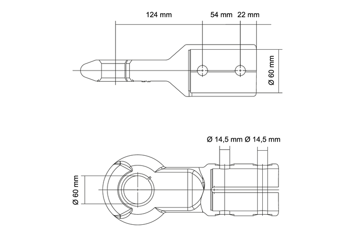 KNOTT KK6220S øyefeste for 3500 kg tilhenger med 60 mm rørformet dragstang