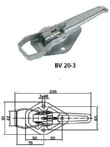 Sidefeste med lås WINTERHOFF BV 20-3 + BVG 20-A komplett tilhengersidelukking