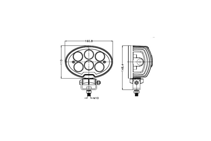 LED-arbeidslampereflektor TT TECHNOLOGY SVART TT.13359F 6xLED 4800lm oval