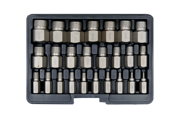 Skrueuttrekkere for skadede innvendige skruer YATO YT-06034 3-23mm 25 stk.