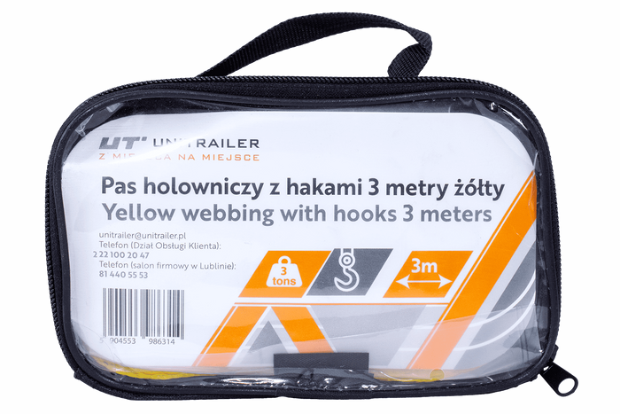 Slepetau med kroker UNITRAILER slepestropp 3m/50mm/3t gul