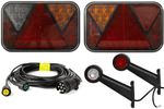 Lyssett: FRISTOM LED-baklykter + HORPOL LED-sidemarkeringslys + MANTES 5,2 m 7-pins ledningsnett