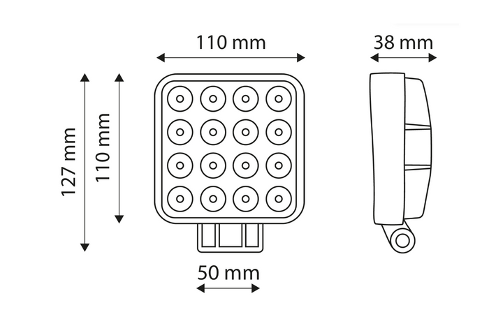LED-arbeidslampereflektor TT TECHNOLOGY TT.13208M 16xLED 3400lm med magnet
