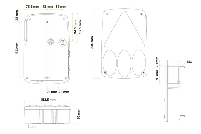 ASPÖCK Earpoint IV baklykt, 6 funksjoner, høyre