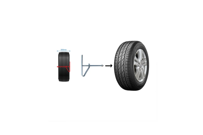 Sett med to ProPlus 390050 hjuloppheng for veggmontering av dekkstativer