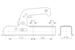 CHOOYO JD.00.53.008 kulekobling for 800 kg tilhenger med 40 mm firkantet dragstang