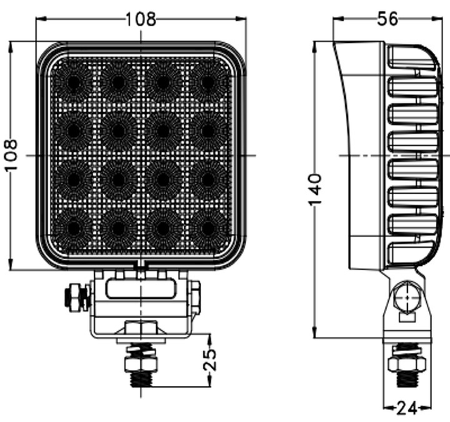 LED-arbeidslampereflektor TT TECHNOLOGY TT.13364 64xLED 5120 Lm firkantet