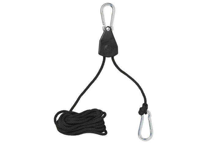 Sett med to ProPlus 320054 ståltauvinsjer, ståltautalje med skralle, 2,5 m, 68 kg