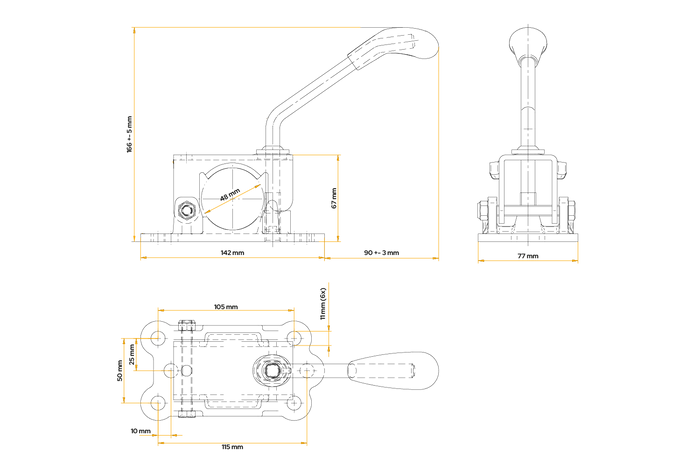 Klemme til KNOTT LBG48 støttehjul, støpejern, 48 mm