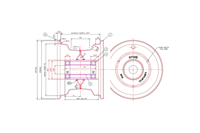 Hjul Dekk KENDA 15x6.00-6 Felg Starco 4.5Ax6H2 3x98