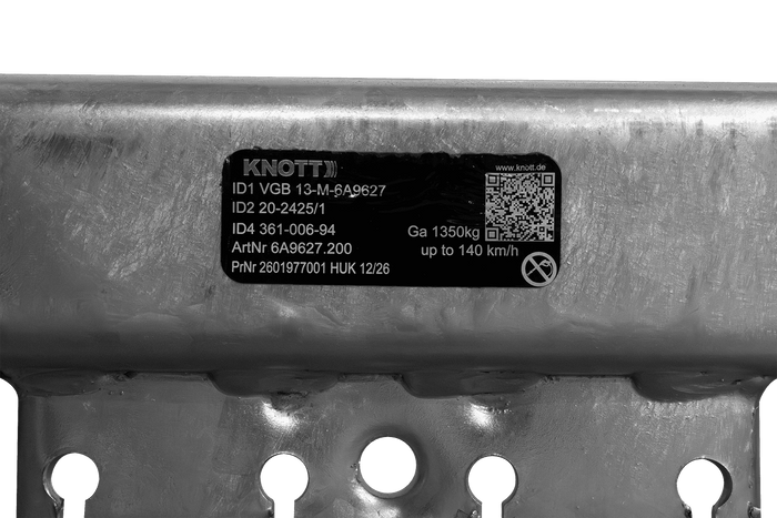 KNOTT VGB13M bremset aksel for tilhenger/biltransportør 1350 kg 1900 mm 2350 mm 5x112