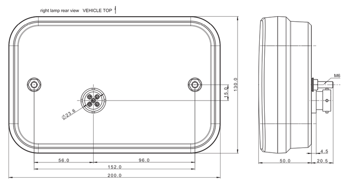 Baklys FRISTOM FT-270 LED CANBUS 6 fungerer høyre