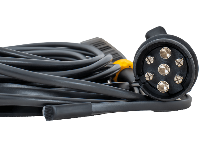 MANTES elektrisk installasjon, tilhengersele, 5m, 7-PIN støpsel, 2x 5-PIN bajonetter